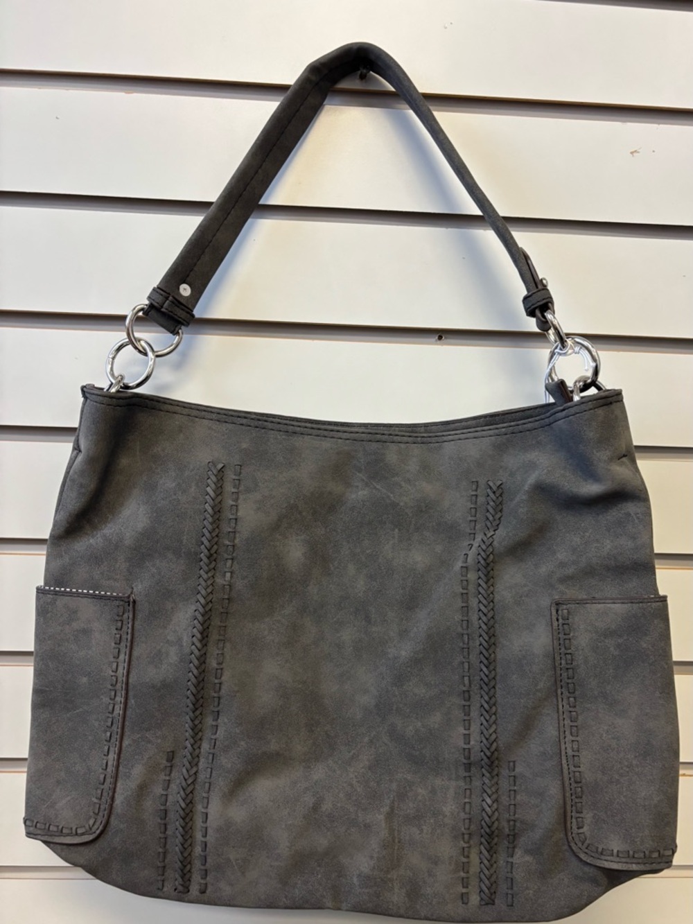 Charming Charlie Gray Braided-Detail Shoulder Tote